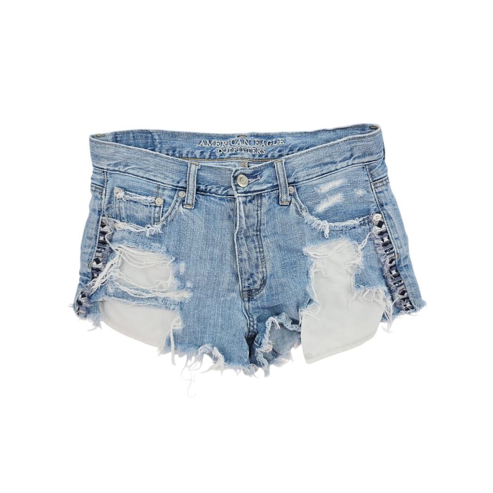 American Eagle Vintage Hi-Rise Festival Denim Shorts Blue 4